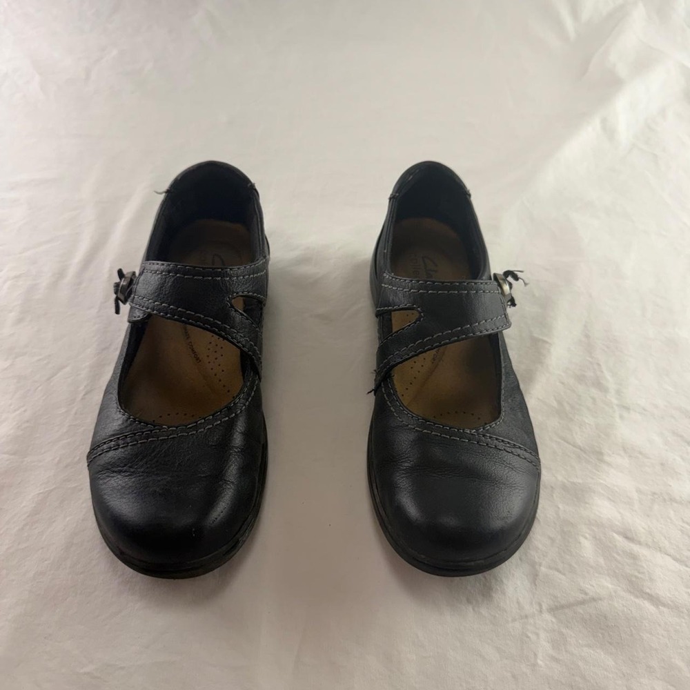 Clarks Black Leather Carleigh Mary Jane Shoes Womens 6M Whimsigoth Y2k Grunge